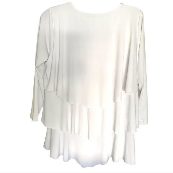 Susan Graver 3/4 Sleeved Tiered Beaded Top fits up to a M (A-009) - Picture 2 of 10